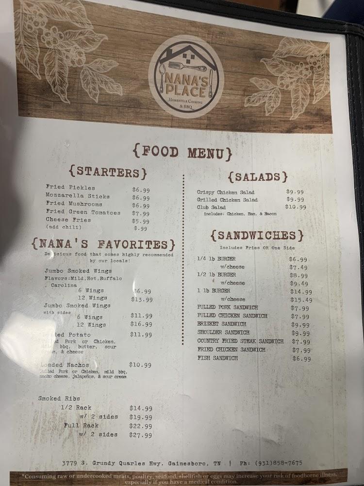 Nana's Place Menu image 2